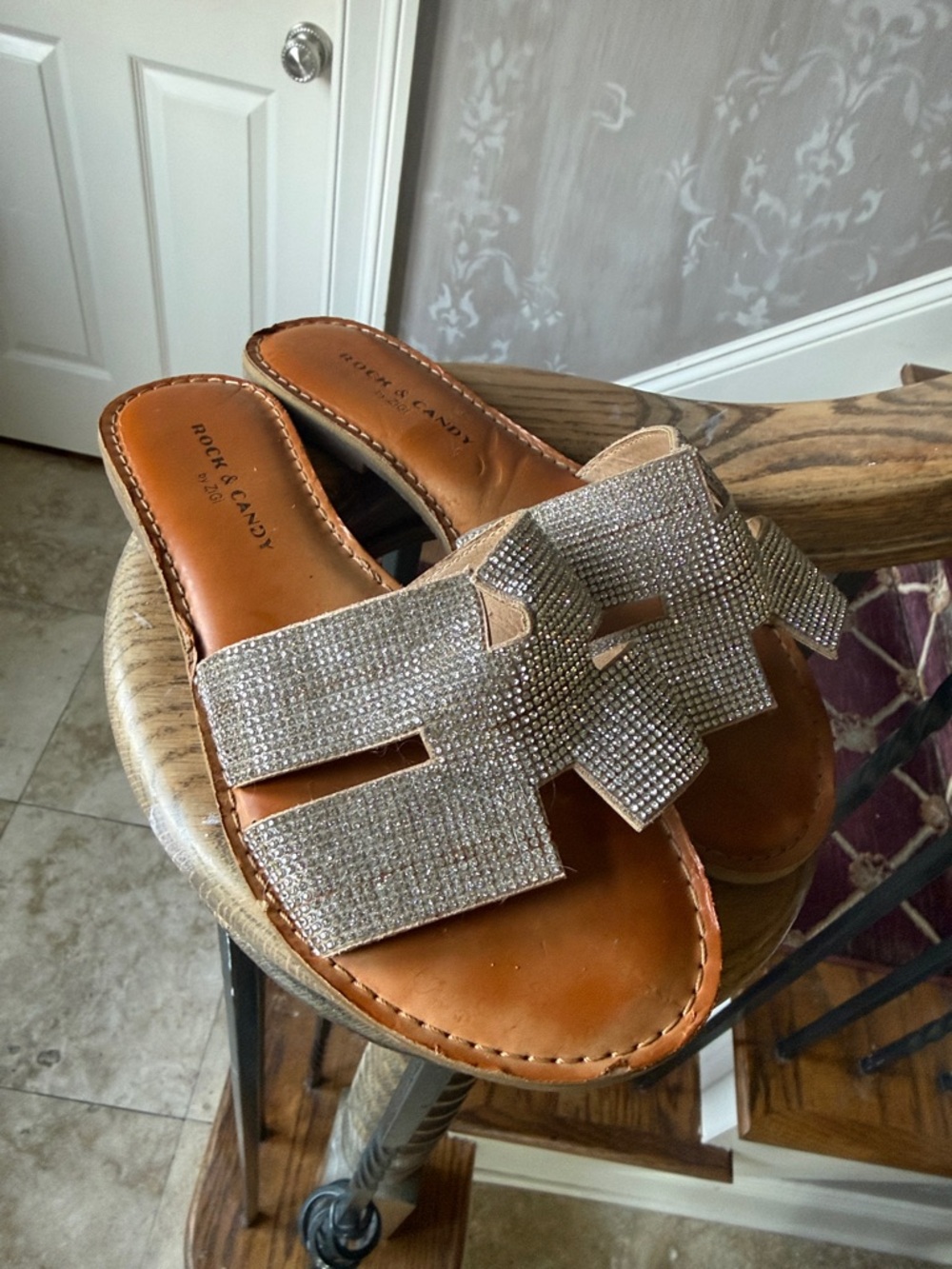 ROCK & CANDY by ZIGI ladies rhinestone sandals, excellent condition, size 8 - Picture 12 of 13
